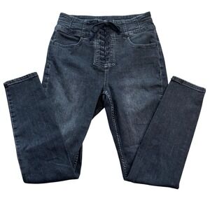 We The Free Y2K Style Lace-Up Waist Skinny Jeans Washed Black US 27